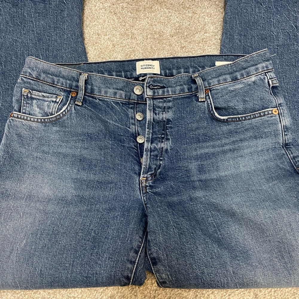 Citizen of Humanity Emerson Crop-Size 28 Button-Fly Blue Denim Jeans